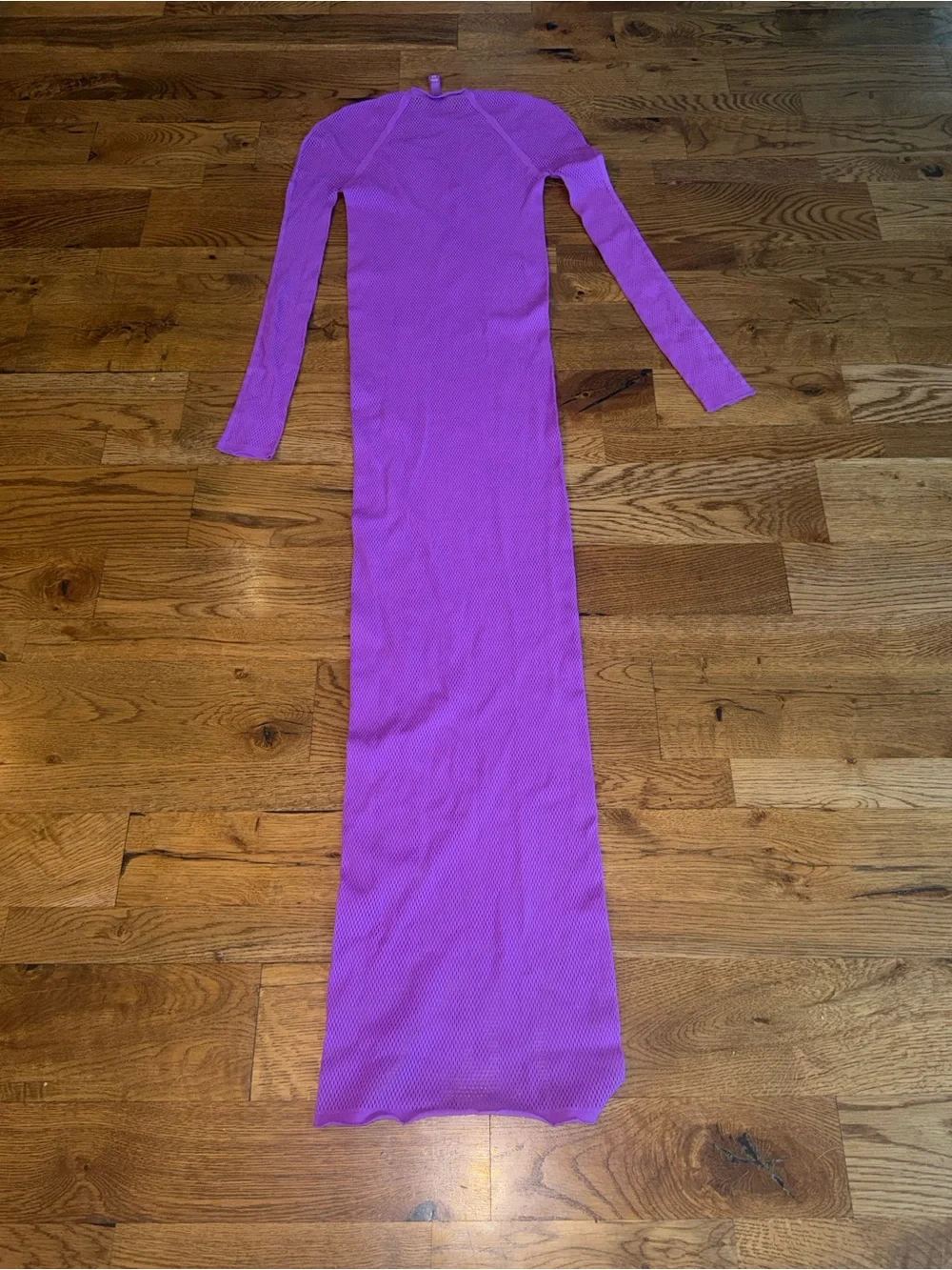 Skims. Fishnet Long Sleeve Maxi Swim Coverup. Purple. Size 2X-4X.